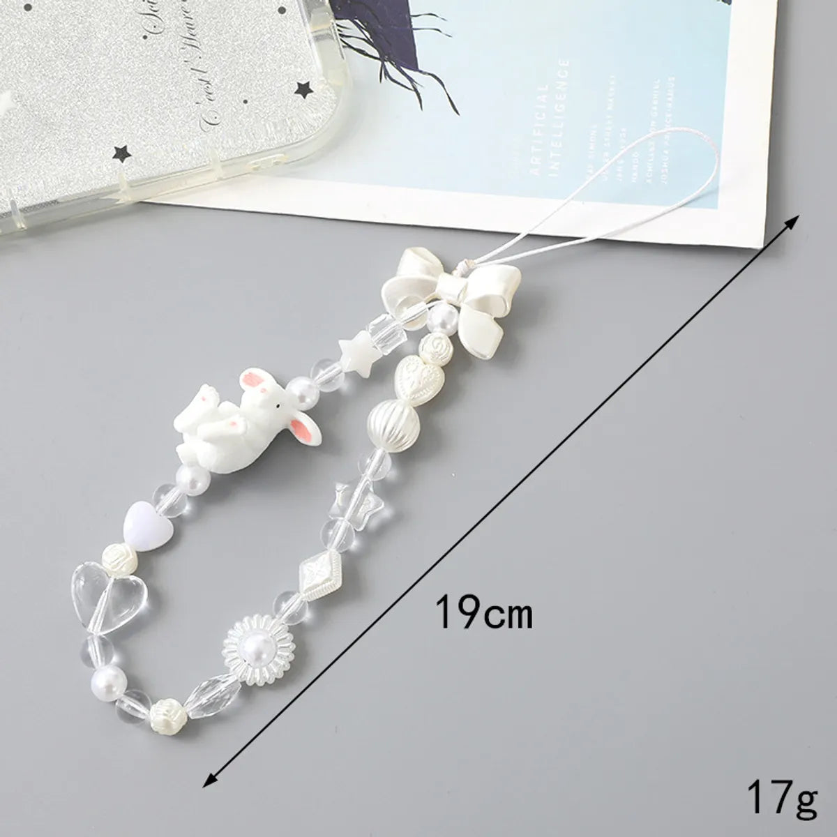 IG Style Sweet Flower Bow Knot Dice Beaded Beaded Chain Mobile Phone Chain