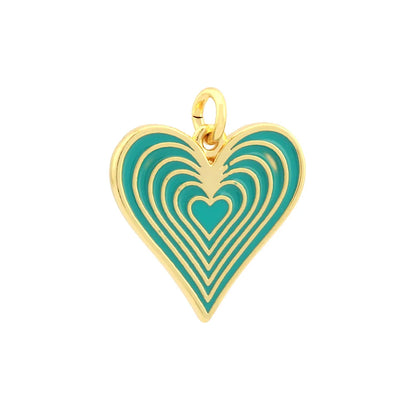 Ig Style Sweet Heart Shape Copper Enamel Plating 18k Gold Plated Jewelry Accessories