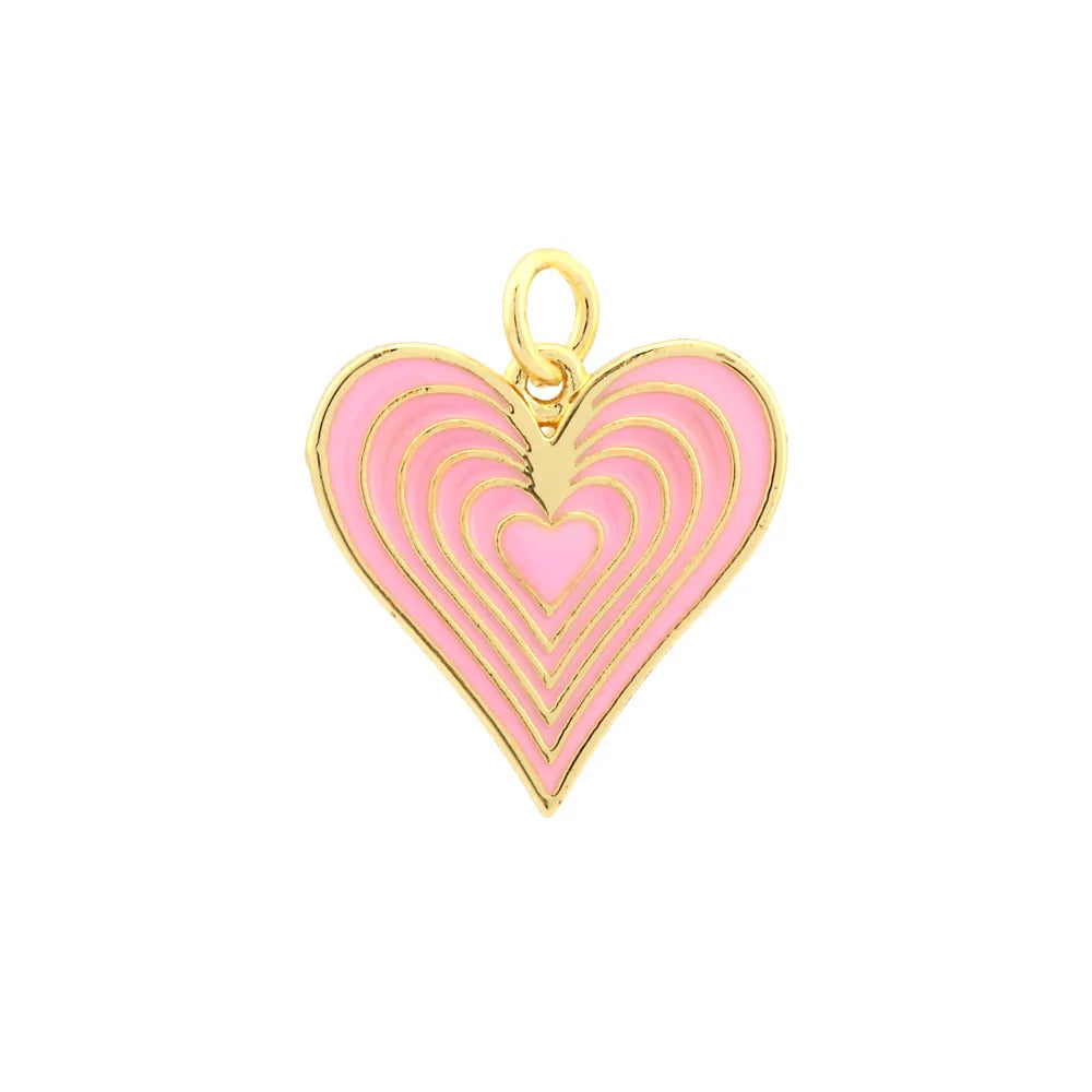 Ig Style Sweet Heart Shape Copper Enamel Plating 18k Gold Plated Jewelry Accessories