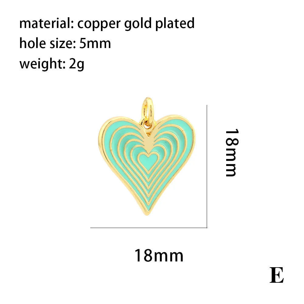 Ig Style Sweet Heart Shape Copper Enamel Plating 18k Gold Plated Jewelry Accessories