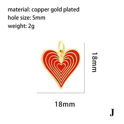 Ig Style Sweet Heart Shape Copper Enamel Plating 18k Gold Plated Jewelry Accessories