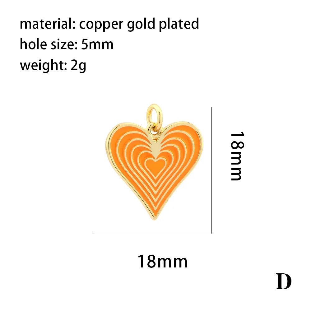 Ig Style Sweet Heart Shape Copper Enamel Plating 18k Gold Plated Jewelry Accessories