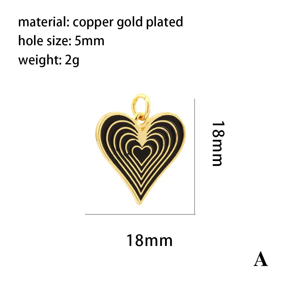 Ig Style Sweet Heart Shape Copper Enamel Plating 18k Gold Plated Jewelry Accessories