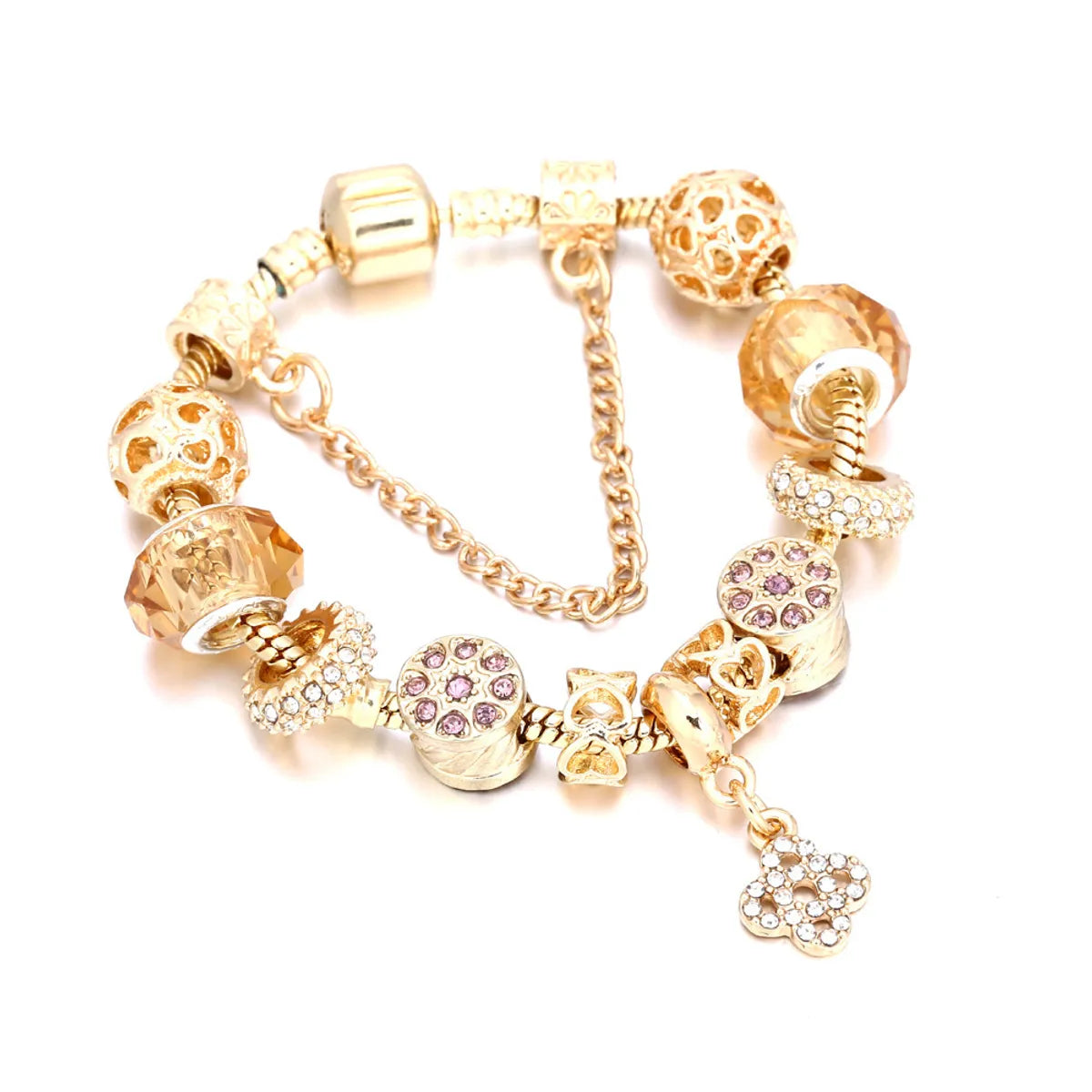 Ig Style Sweet Heart Shape Flower Butterfly Alloy Plating Inlay Artificial Crystal Rhinestones Women'S Bracelets