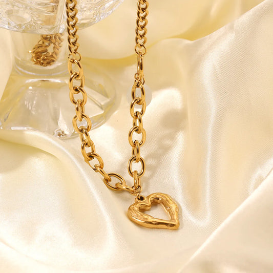 Ig Style Sweet Heart Shape Stainless Steel Plating 18k Gold Plated Pendant Necklace