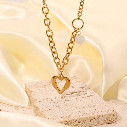 Ig Style Sweet Heart Shape Stainless Steel Plating 18k Gold Plated Pendant Necklace