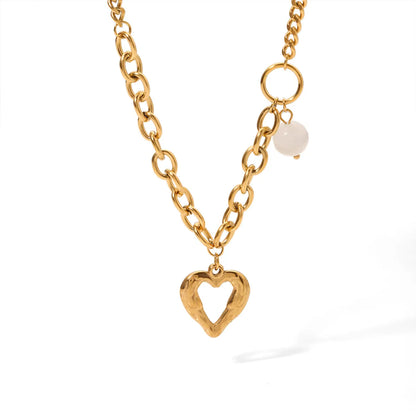 Ig Style Sweet Heart Shape Stainless Steel Plating 18k Gold Plated Pendant Necklace