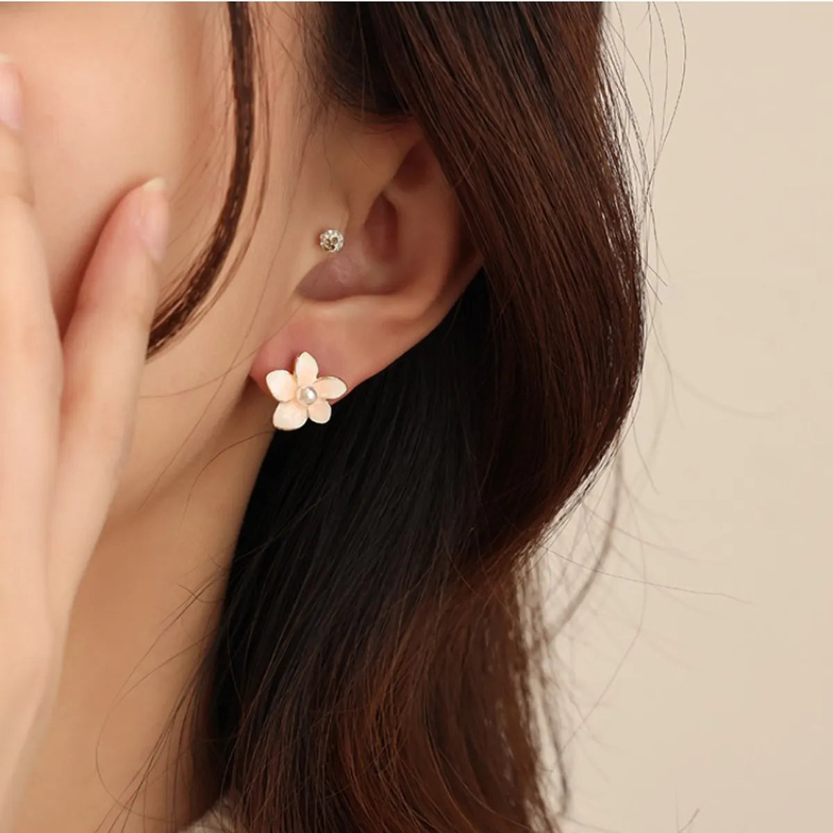 1 Pair Ig Style Sweet Korean Style Flower Enamel Alloy Ear Studs