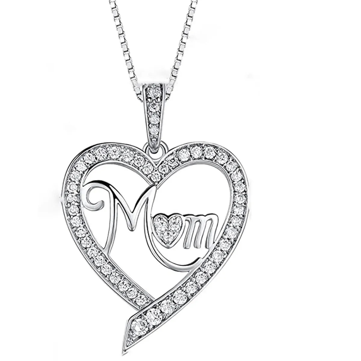 Ig Style Sweet Letter Heart Shape Copper Inlay Zircon Pendant Necklace