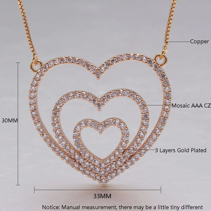 Ig Style Sweet Simple Style Heart Shape Copper Gold Plated Zircon Pendant Necklace In Bulk