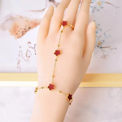 IG Style Sweet Solid Color Flower 304 Stainless Steel 18K Gold Plated Acrylic Bracelets In Bulk