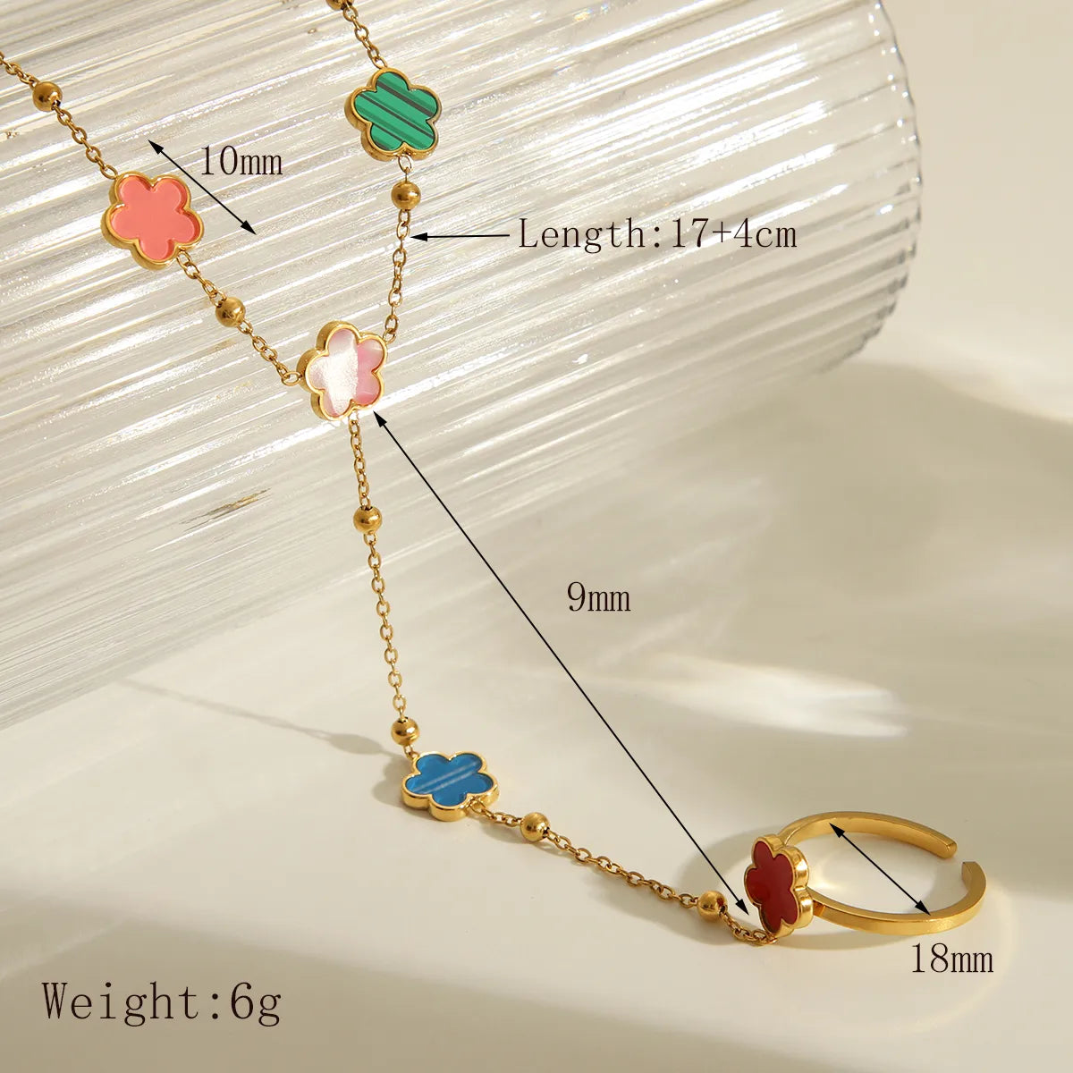 IG Style Sweet Solid Color Flower 304 Stainless Steel 18K Gold Plated Acrylic Bracelets In Bulk