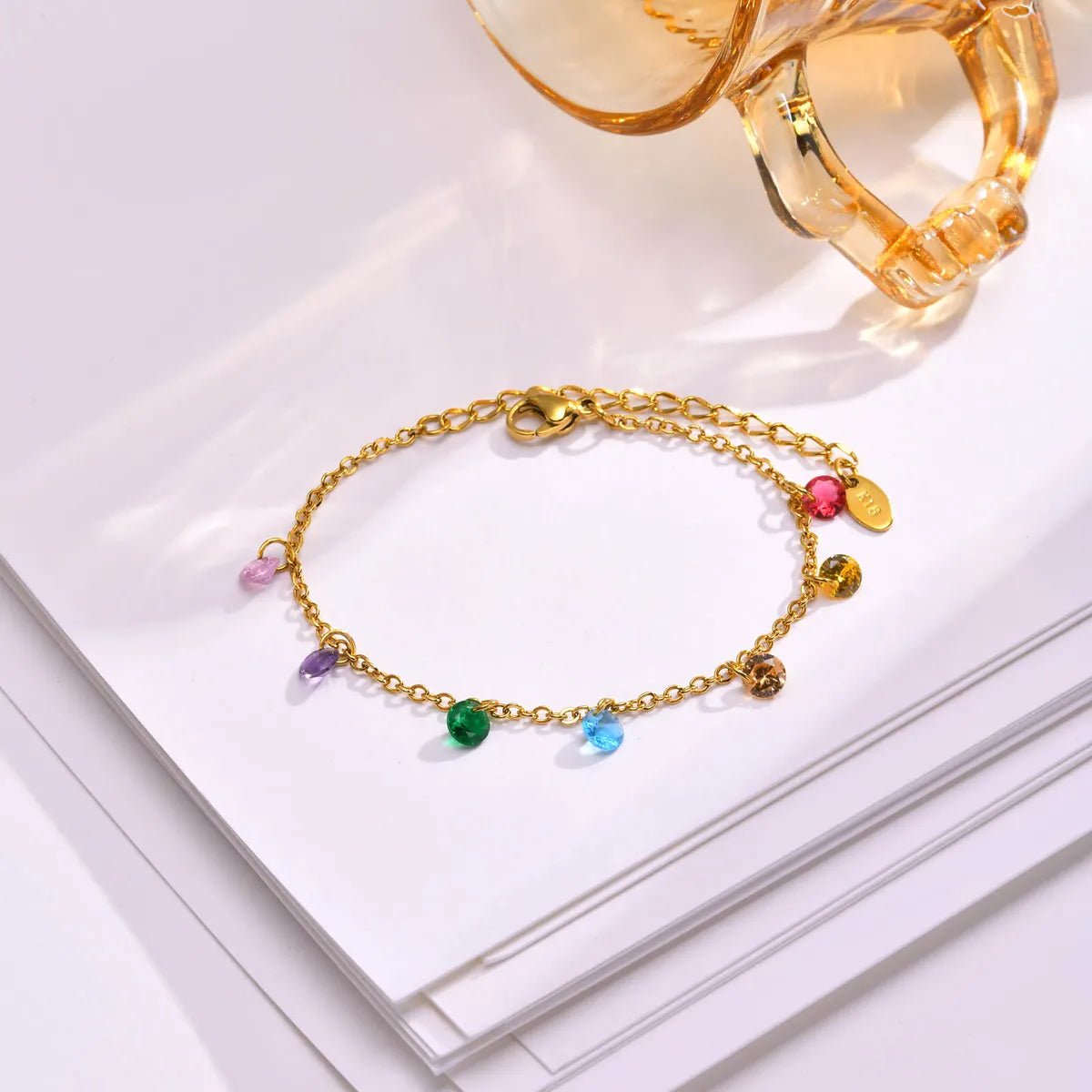 Ig Style Sweet Solid Color Stainless Steel Inlay Zircon Bracelets