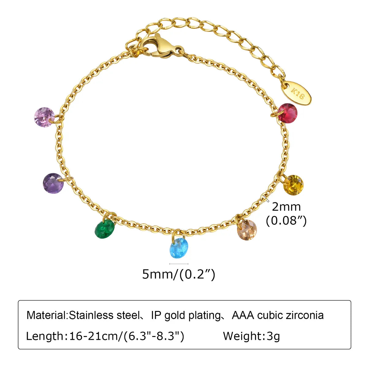 Ig Style Sweet Solid Color Stainless Steel Inlay Zircon Bracelets