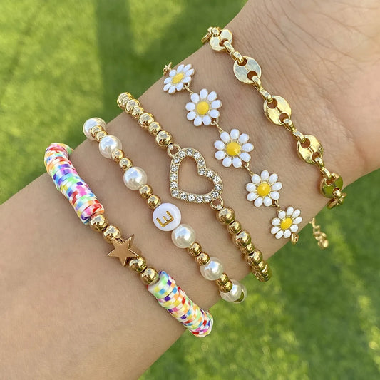 IG Style Sweet Star Daisy Alloy Soft Clay Plating Women's Bracelets