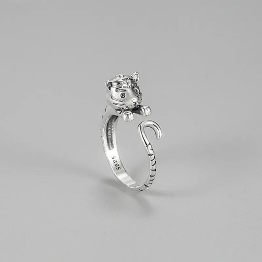 Ig Style Tiger Sterling Silver Open Rings