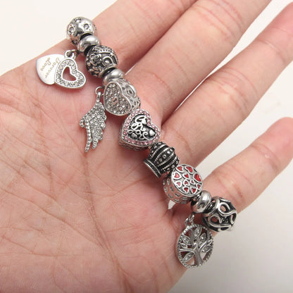 1 Piece 304 Stainless Steel Zircon Tree Heart Shape Crown Polished Pendant Beads Chain