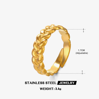 304 Stainless Steel 18K Gold Plated IG Style Plating Twist Open Rings