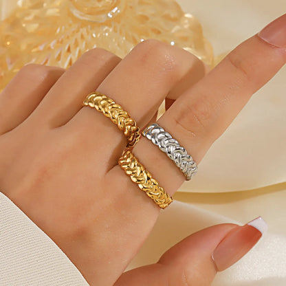 304 Stainless Steel 18K Gold Plated IG Style Plating Twist Open Rings