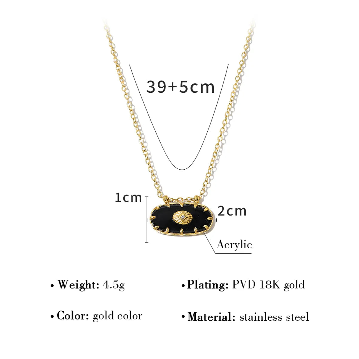 Ig Style Vacation French Style Geometric Stainless Steel Plating Inlay Natural Stone 18k Gold Plated Pendant Necklace