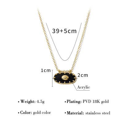 Ig Style Vacation French Style Geometric Stainless Steel Plating Inlay Natural Stone 18k Gold Plated Pendant Necklace