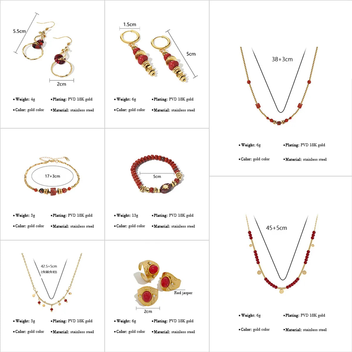 Wholesale Jewelry IG Style Vacation French Style Multicolor 304 Stainless Steel Natural Stone 14K Gold Plated Beaded Plating Inlay Bracelets Earrings Necklace