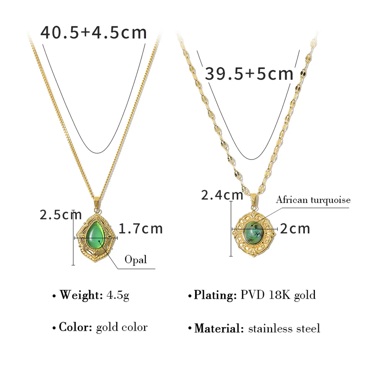 Ig Style Vacation French Style Oval Stainless Steel Plating Inlay Natural Stone 18k Gold Plated Pendant Necklace