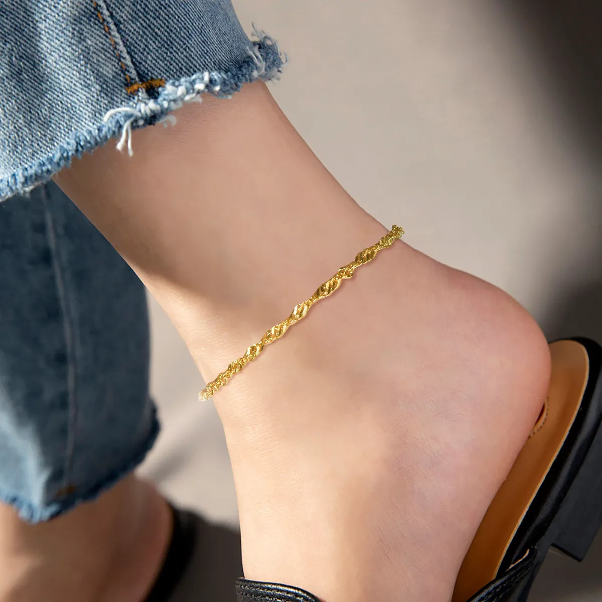 IG Style Vacation Geometric 201 Stainless Steel Plating 18K Gold Plated Women's Anklet