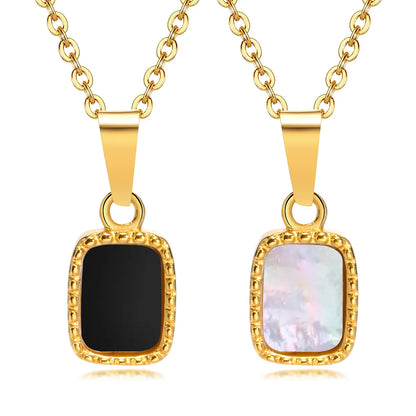 Ig Style Vacation Simple Style Solid Color Stainless Steel Plating Agate Shell 18k Gold Plated Pendant Necklace