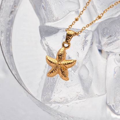 Ig Style Vacation Starfish Stainless Steel Plating 18k Gold Plated Pendant Necklace