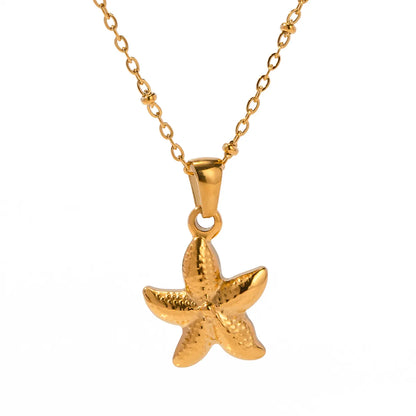 Ig Style Vacation Starfish Stainless Steel Plating 18k Gold Plated Pendant Necklace