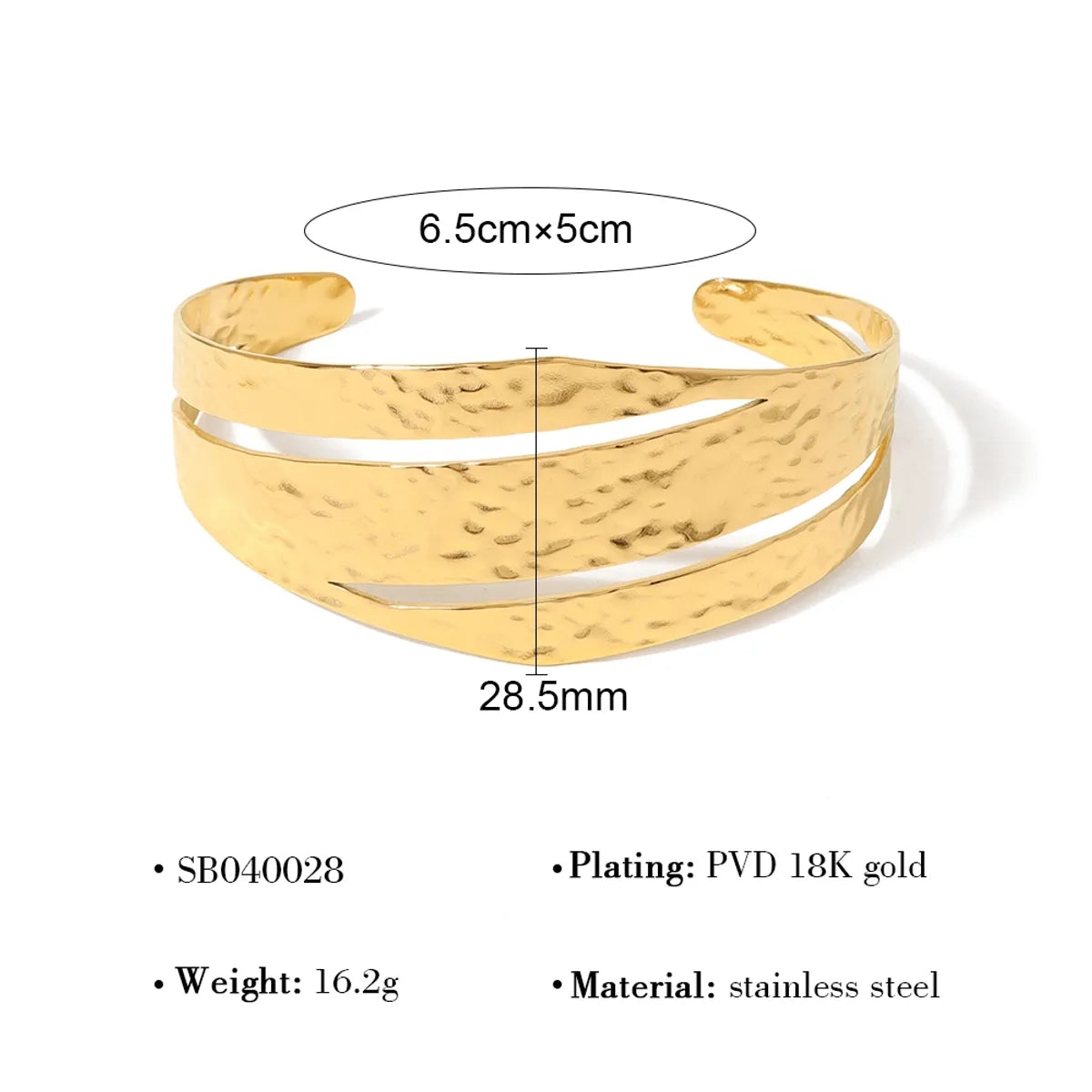 IG Style Vintage Style C Shape 304 Stainless Steel 18K Gold Plated Bangle In Bulk