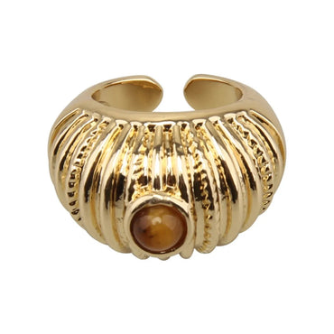 Ig Style Vintage Style Color Block Gold Plated Natural Stone Alloy Wholesale Open Rings