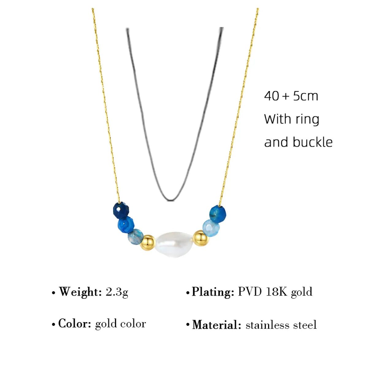 Ig Style Water Droplets Stainless Steel Imitation Pearl Plating 18k Gold Plated Necklace