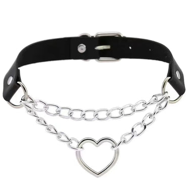 IG Style Y2K Cool Style Heart Shape Pu Leather Alloy Metal Wholesale Double Layer Necklaces