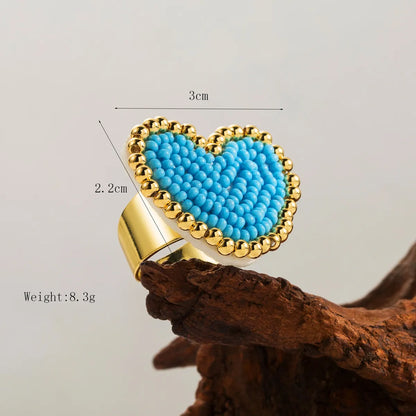 IG Style Y2K Simple Style Devil'S Eye Heart Shape Copper Beaded Enamel 18K Gold Plated Women'S Rings Bracelets Necklace