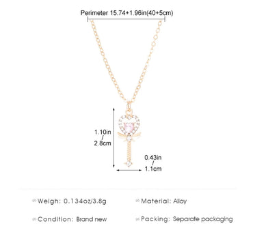 IG Style Y2K Sweet Heart Shape Magic Wand Alloy Inlay Rhinestones Women's Pendant Necklace