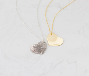 Custom Fingerprint Necklace • Heart Charm Fingerprint Necklace • Custom Handwriting Jewelry • Gift for Her • Gift for Grandma • NM32