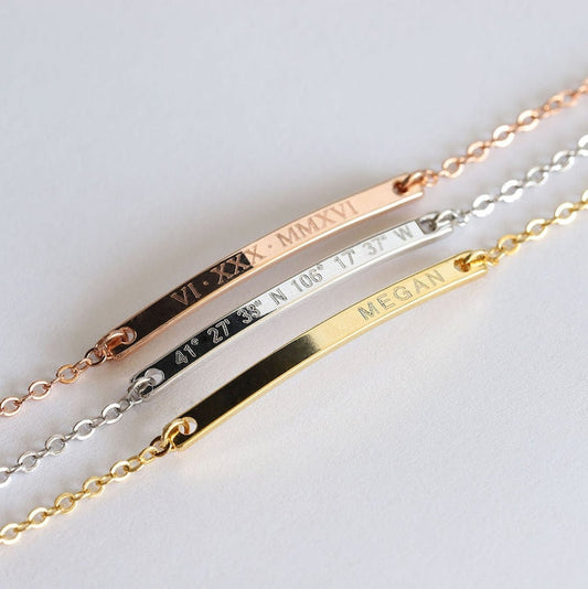 ABC Personalized Bracelet for Women Gold Bar Bracelet Monogram Initial Bracelet Friendship Custom Bracelet Personalized Name Bracelet -T32-3.5