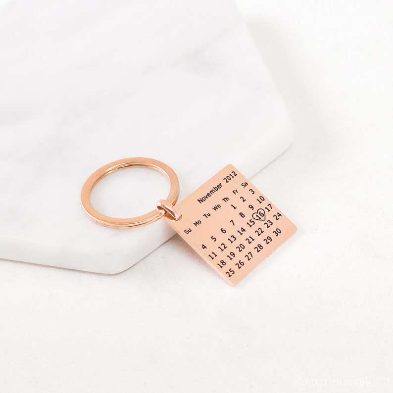 Custom Calendar Keychain • Save The Date Keychain • Wedding Date Pendant • Fiancé Gift • Anniversary Gift • Push Present For New Mom