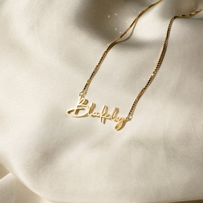 Personalized Name Necklace • Gold Name Necklace with Box Chain • Perfect Gift for Her • Personalized Gift