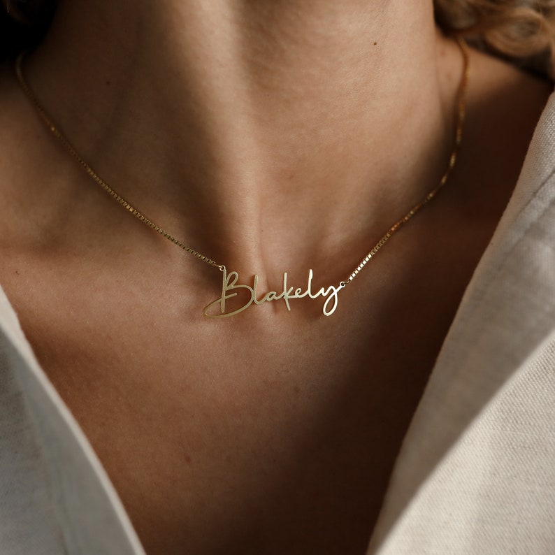 Personalized Name Necklace • Gold Name Necklace with Box Chain • Perfect Gift for Her • Personalized Gift