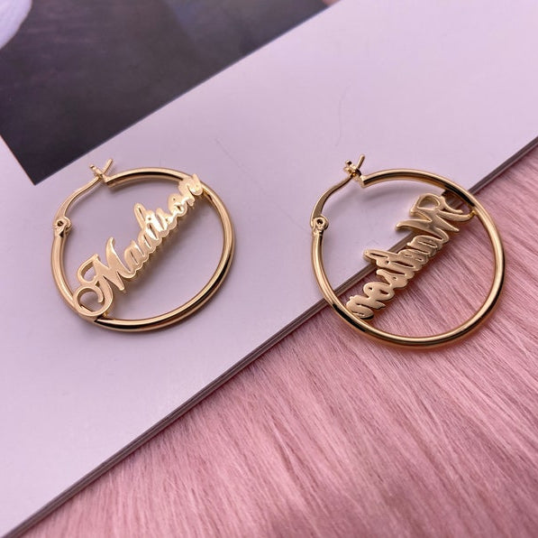 Custom Name Hoop Earrings in Gold Silver-Name Earrings-Personalized Earrings-Name Hoops-Kids Name Earrings-Gift For Girls