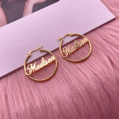 Custom Name Hoop Earrings in Gold Silver-Name Earrings-Personalized Earrings-Name Hoops-Kids Name Earrings-Gift For Girls