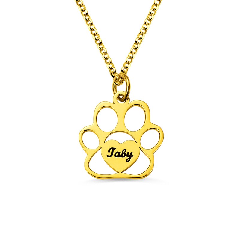 Personalized Pet Footprint Name Necklace, paw print necklace, dog paw necklace