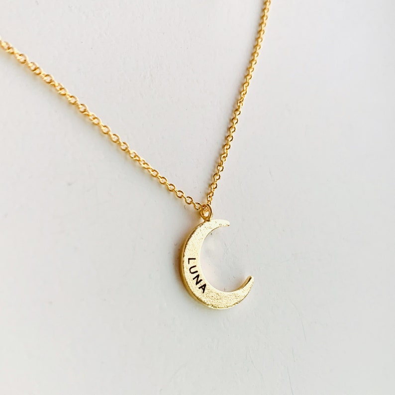 Personalized Moon Necklace • Name Necklace • Valentines day • Moon Necklace • Crescent Moon Necklace • Custom Necklace • Bridesmaid Gift