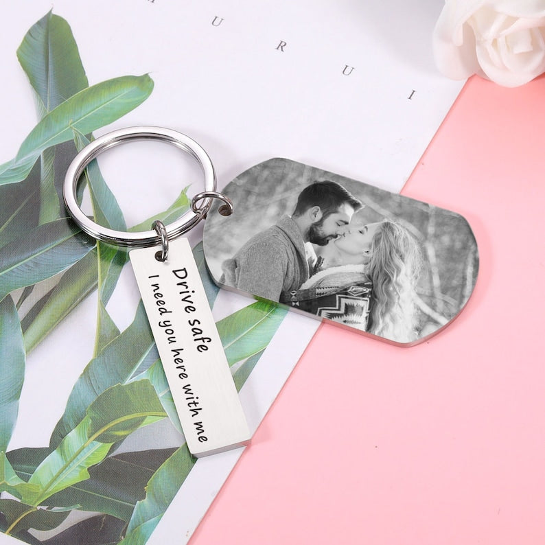 Boyfriend Keychains, Gift For Boyfriend, Anniversary Gift, Drive Safe Keychain, Gift For Him, Personalized Photo gift, Picture keychain