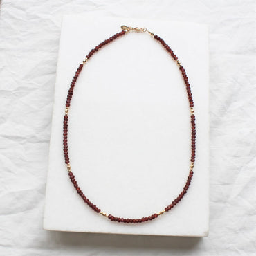 Natural Garnet Necklace for Women, Handmade Jewelry Birthday Gifts for Her, Dainty Beaded Necklace, Women's Necklace, Garnet Jewelry