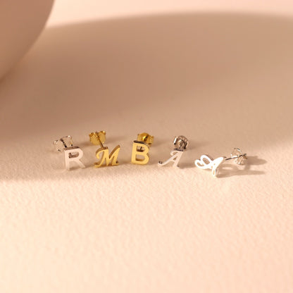 Custom Initial Earrings • Dainty Letter Charm Stud Earrings • Minimalist Everyday Initial Jewelry • Birthday Gift for Best Friend