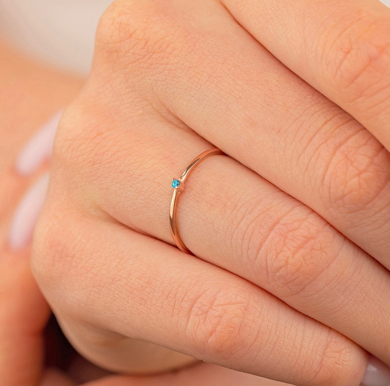Personalized Dainty Birthstone Ring